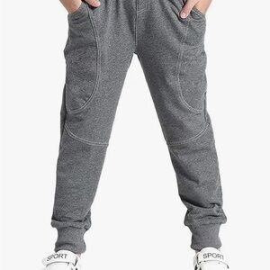 Kids Dark Gray Jogger Sweatpants with Ribbed Ankles